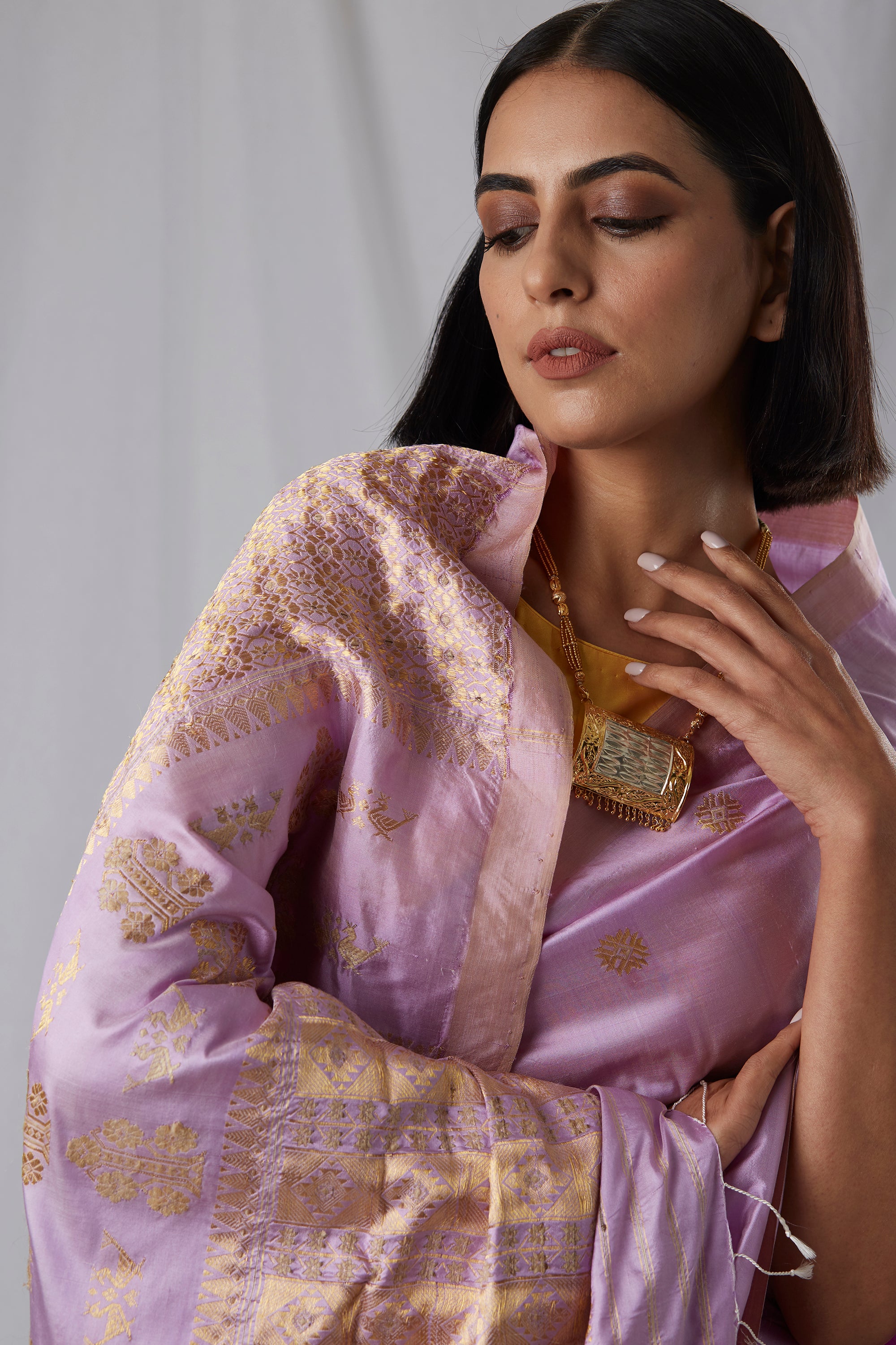 Purple Mulberry Silk Saree