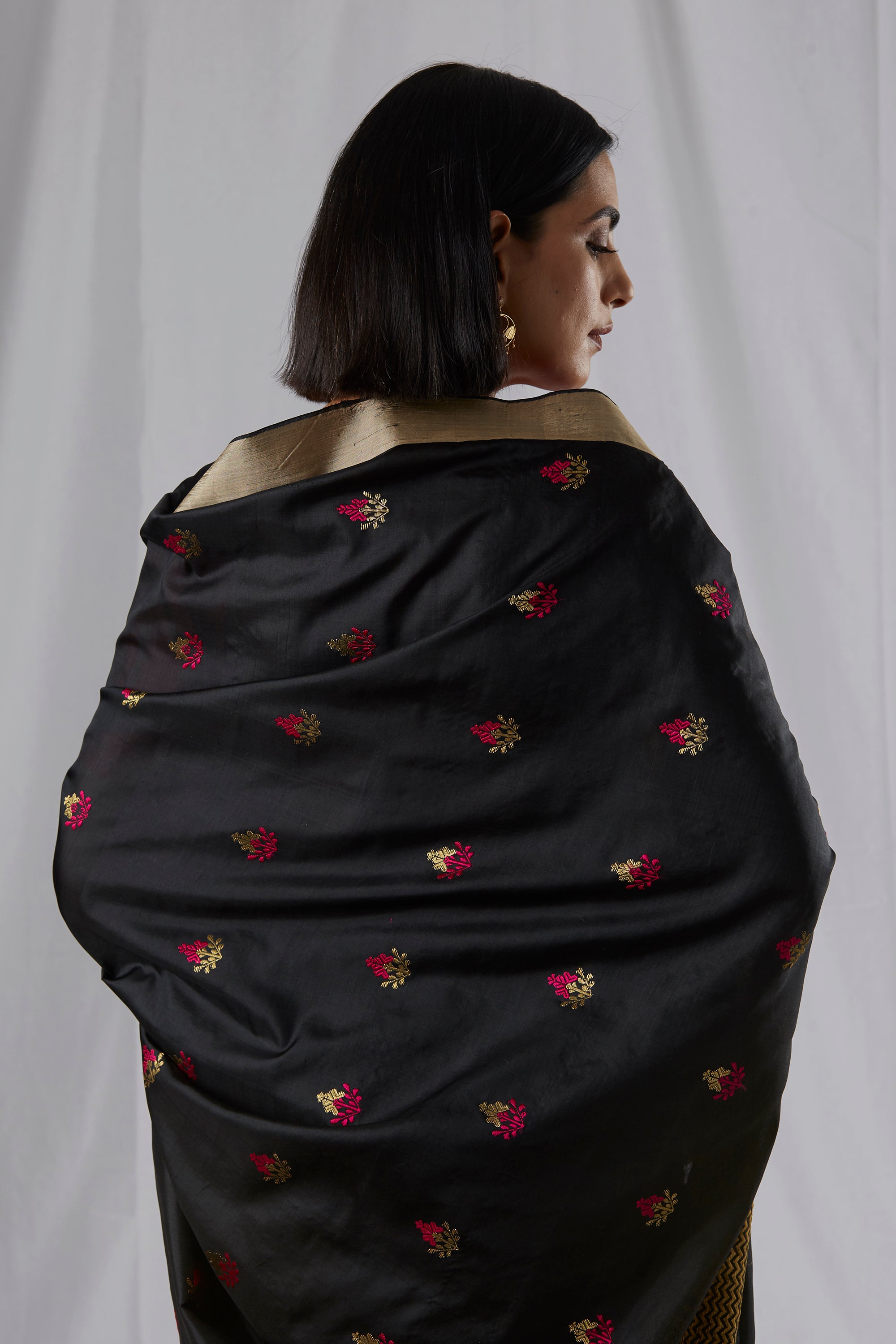 Black Mulberry Silk Saree