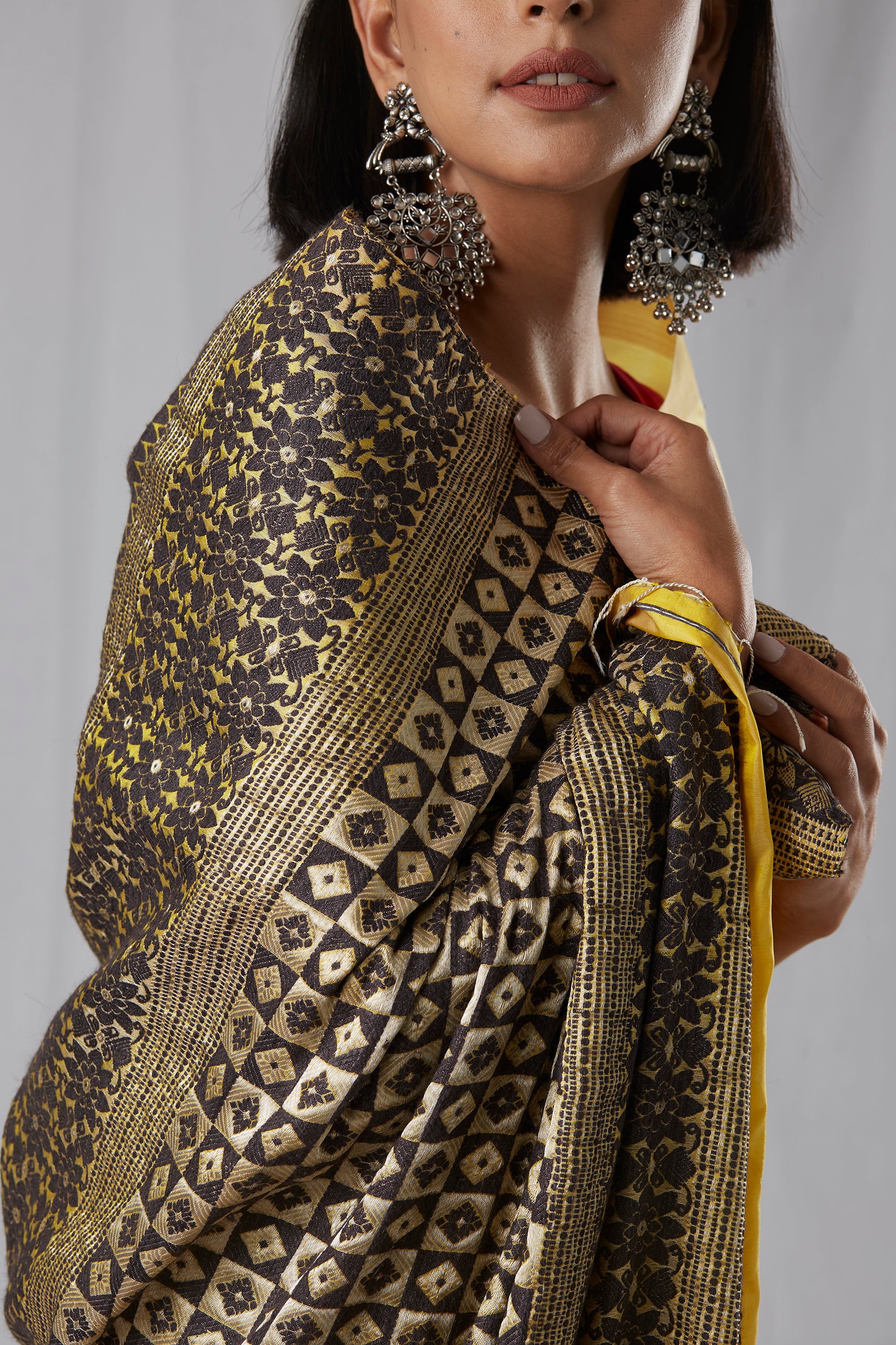 Yellow Mulberry Silk Saree