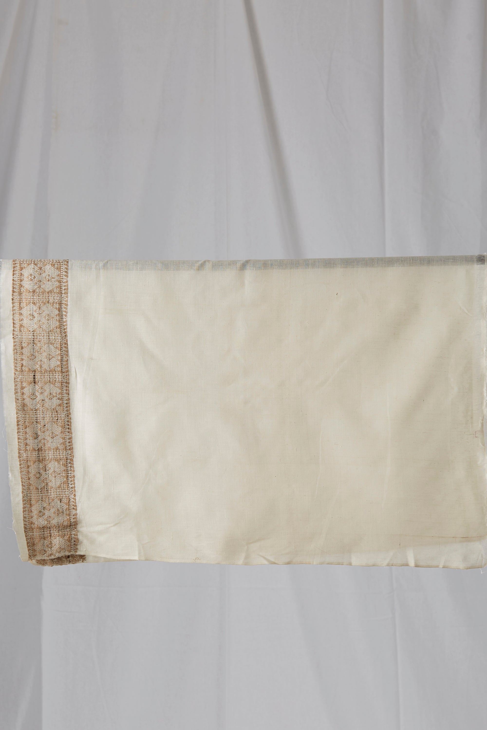 Cream Colored Cotton and Eri Silk Saree